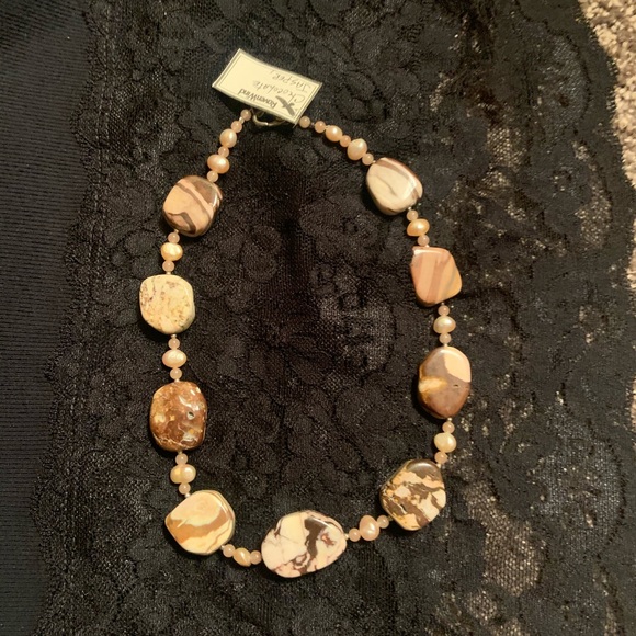 N/A Jewelry - Genuine Chocolate Jasper and pearl necklace NWT